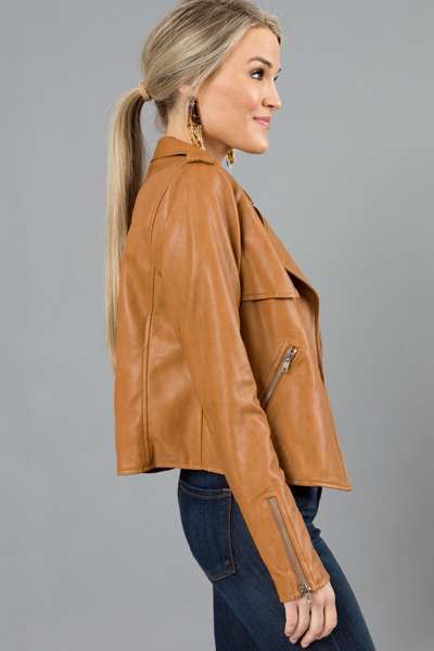 Leather Biker Jacket, Camel