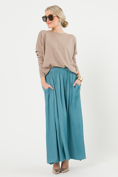 A-Line Maxi Skirt, Teal Blue