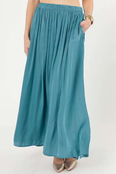 A-Line Maxi Skirt, Teal Blue