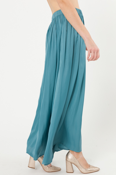 A-Line Maxi Skirt, Teal Blue
