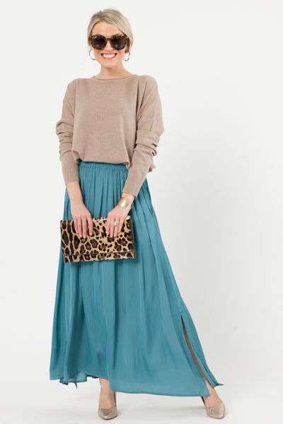 A-Line Maxi Skirt, Teal Blue