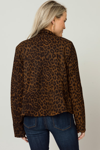 Leopard Moto Jacket, Dark Brown