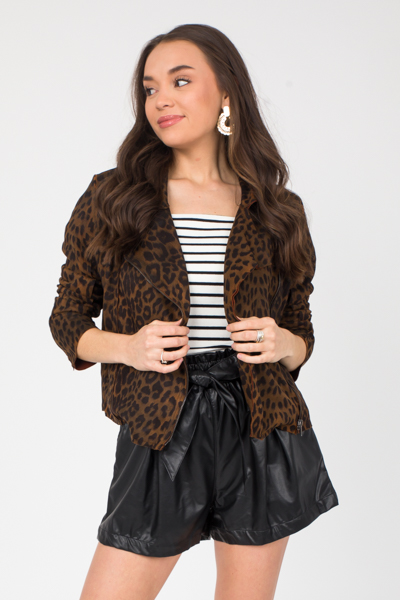 Leopard Moto Jacket, Dark Brown