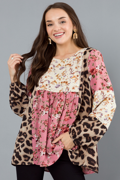 Floral Leopard Mix Blouse