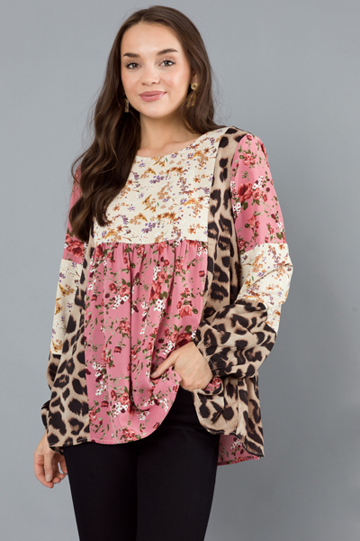 Floral Leopard Mix Blouse