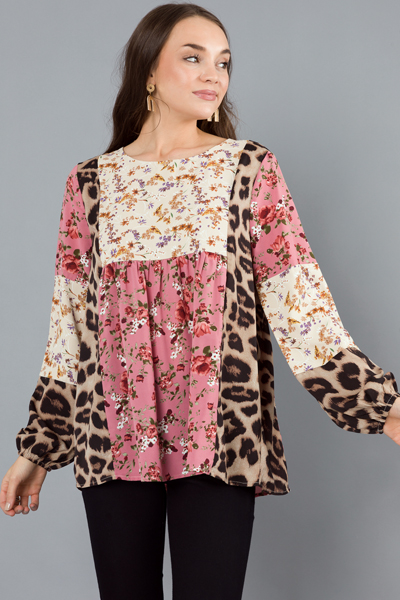 Floral Leopard Mix Blouse