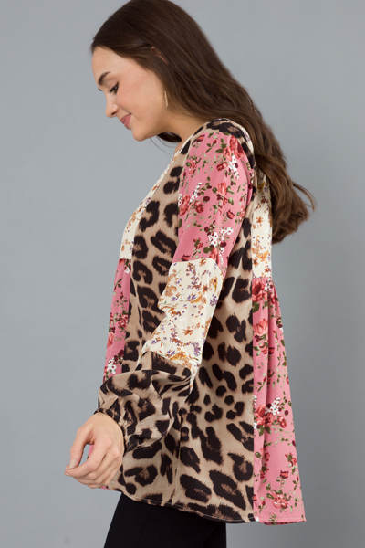 Floral Leopard Mix Blouse