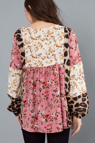 Floral Leopard Mix Blouse