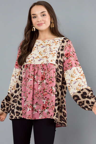 Floral Leopard Mix Blouse