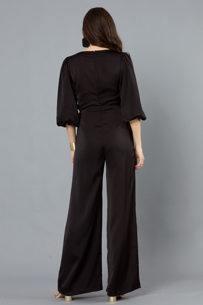 Tie Side Satin Jumpsuit, Black