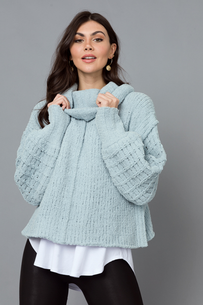 Plush Cowl Sweater, Seafoam