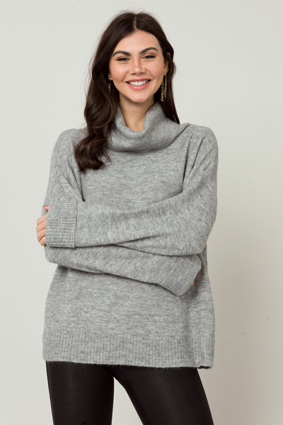Cuff Cowl Sweater, Grey
