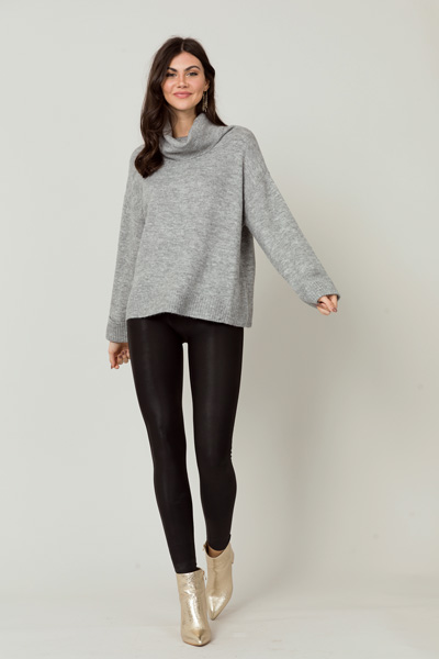 Cuff Cowl Sweater, Grey