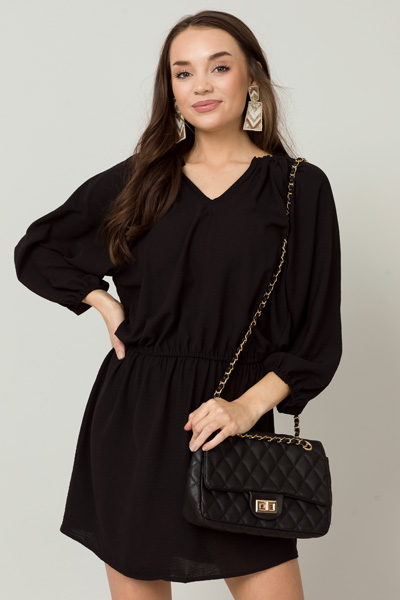 Gloria Solid Dress, Black