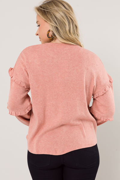 Ruffle Sleeve Sweater, Pink