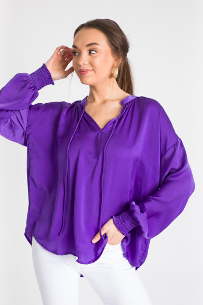 Smock Cuff Blouse, Purple