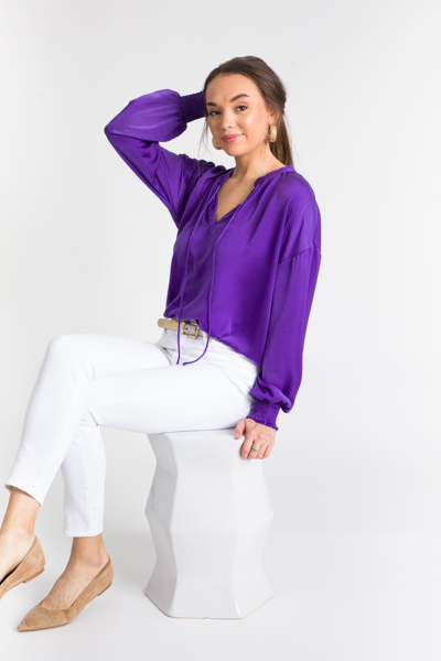 Smock Cuff Blouse, Purple