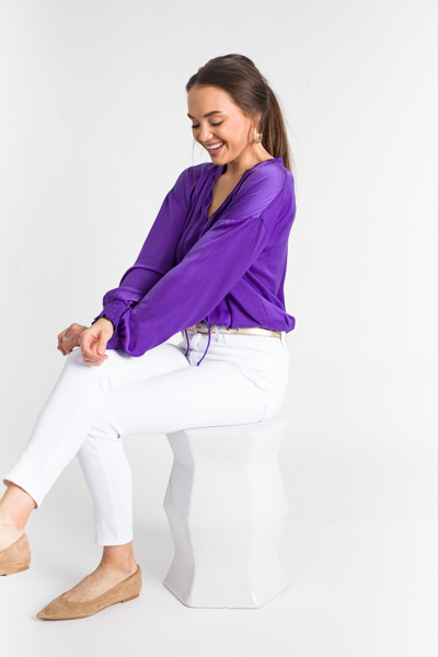 Smock Cuff Blouse, Purple