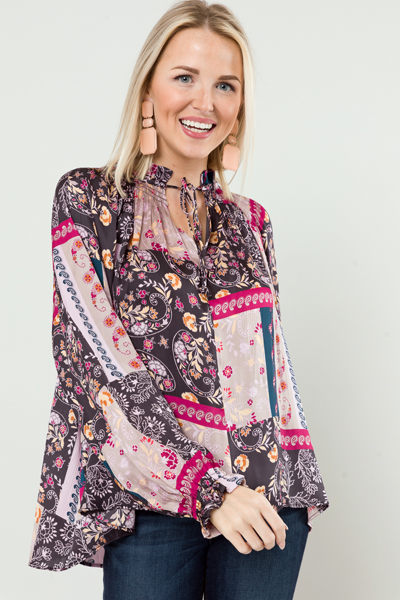 Paisley Patch Blouse, Multi