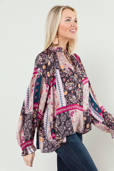 Paisley Patch Blouse, Multi