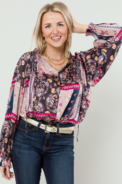 Paisley Patch Blouse, Multi