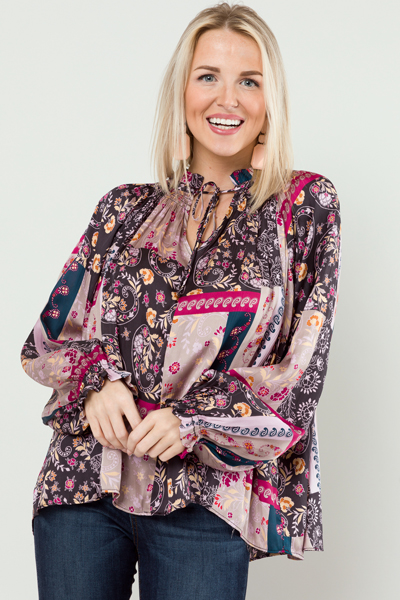 Paisley Patch Blouse, Multi