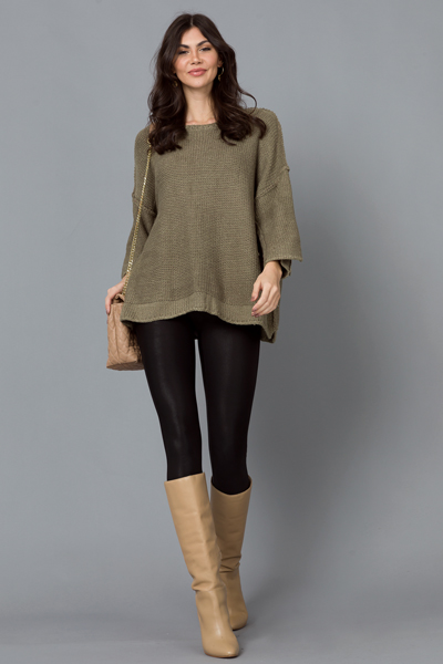 Slouchy Solid Sweater, Olive