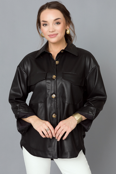 Leather Button Up, Black