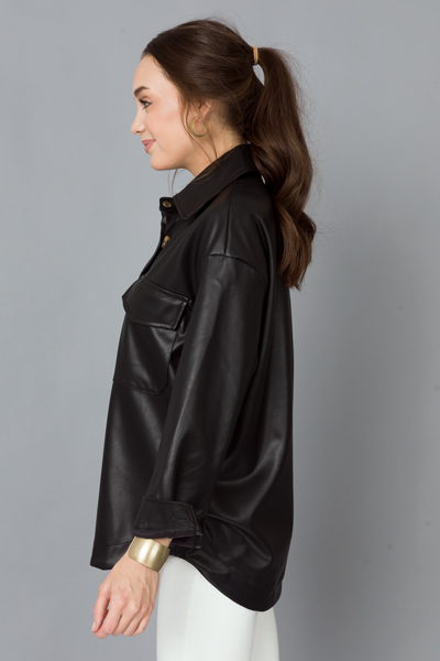 Leather Button Up, Black