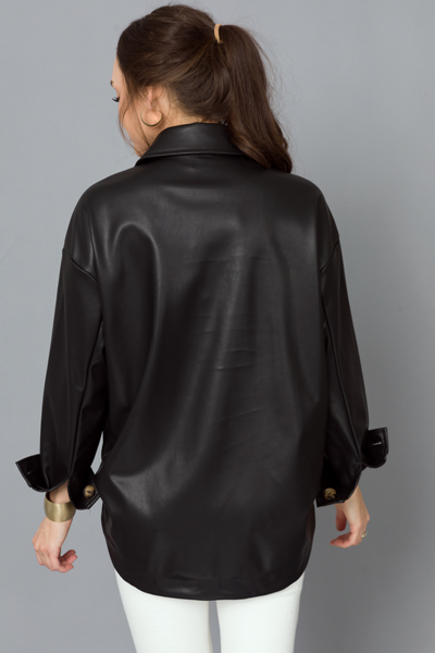 Leather Button Up, Black