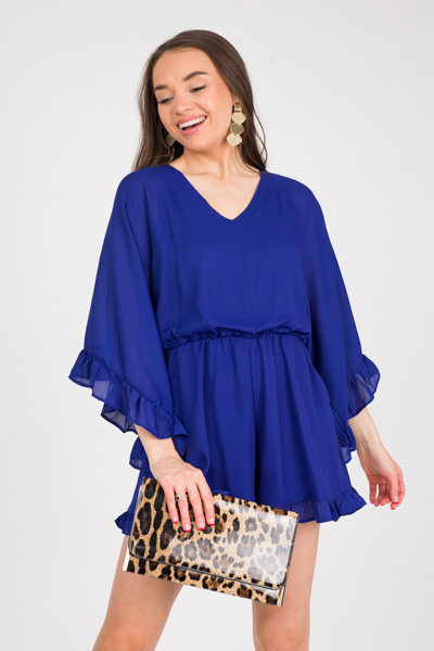 Ruffled Romper, Neon Royal