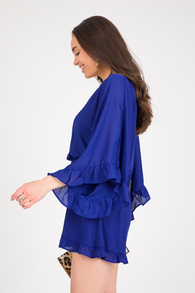 Ruffled Romper, Neon Royal