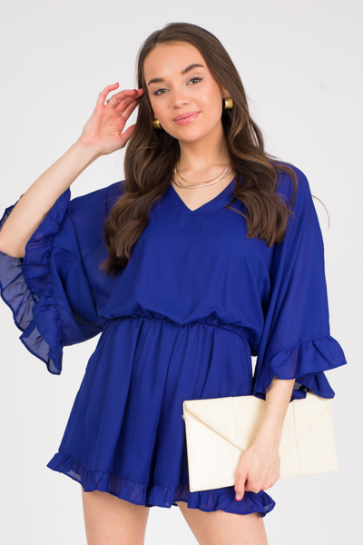 Ruffled Romper, Neon Royal