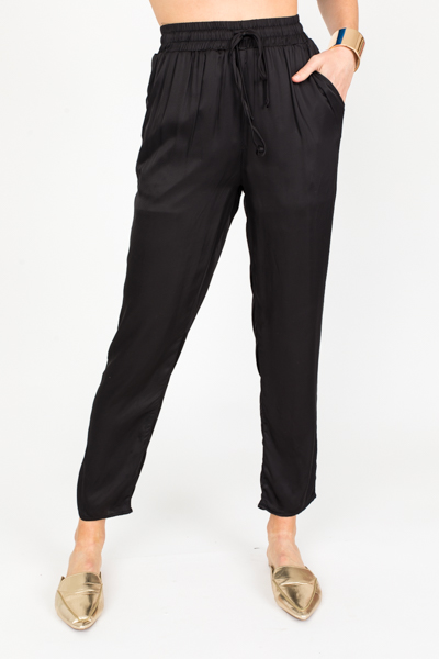 Jasmine Satin Pants, Black