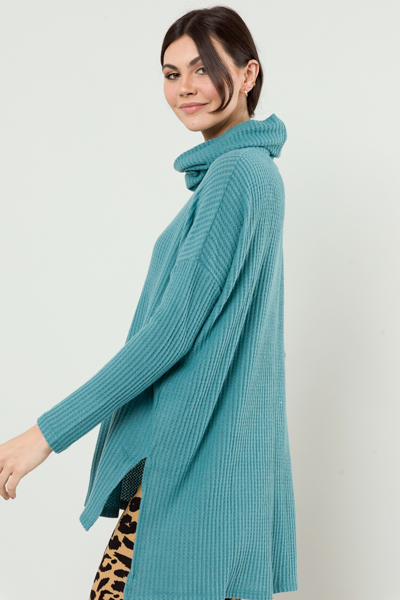 Cowl Thermal Tunic, Dusty Teal