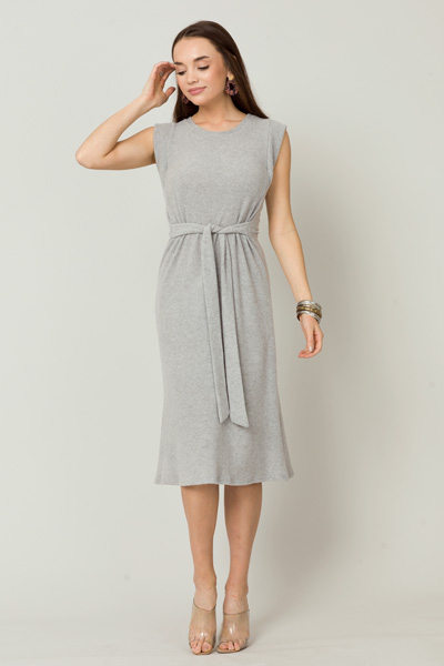 Brush Knit Tie Midi, H. Grey