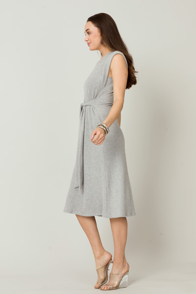 Brush Knit Tie Midi, H. Grey