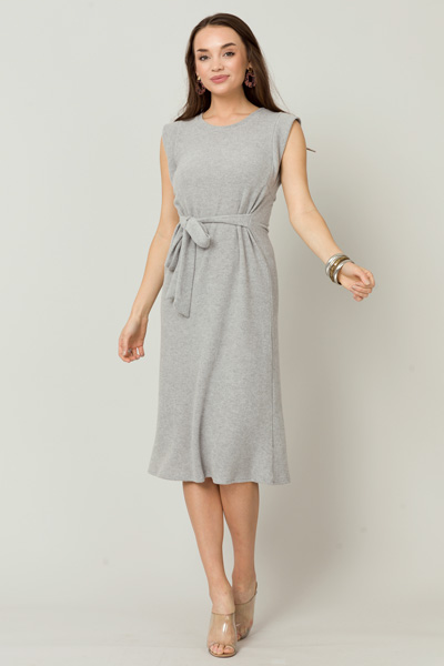 Brush Knit Tie Midi, H. Grey