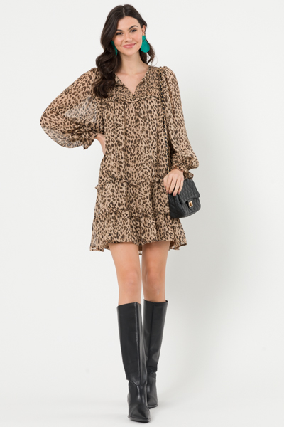 Cheetah Print Dress, Taupe