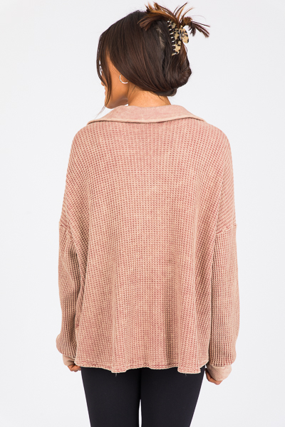 Thermal Knit Shacket, Pink