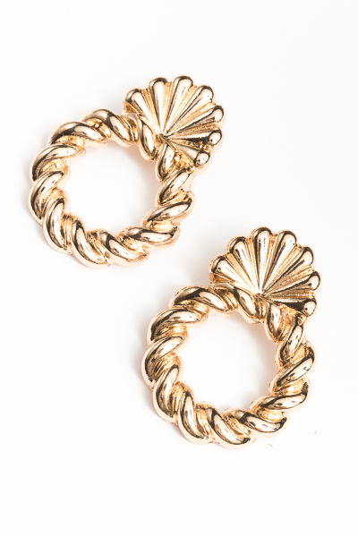Twisted Circle Earrings, Gold