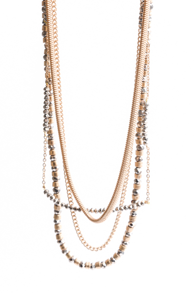 4 Layer Bead Chain Necklace, Hematite
