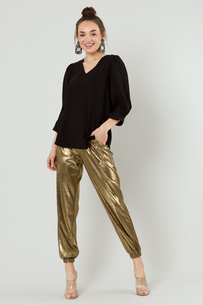 Smocked Joggers, Gold
