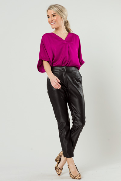 Zip Front Leather Pants