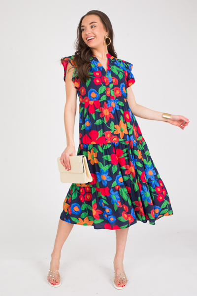 Lilli Floral Midi, Navy