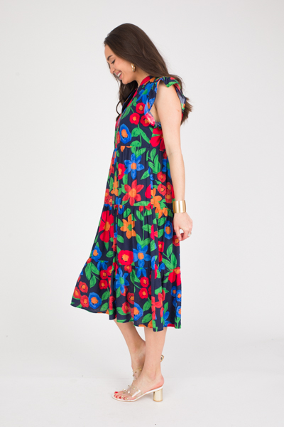 Lilli Floral Midi, Navy