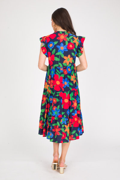 Lilli Floral Midi, Navy