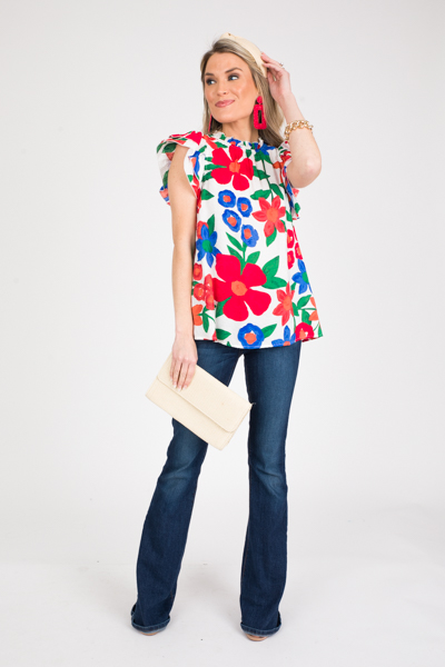 Lilli Floral Top, Off White