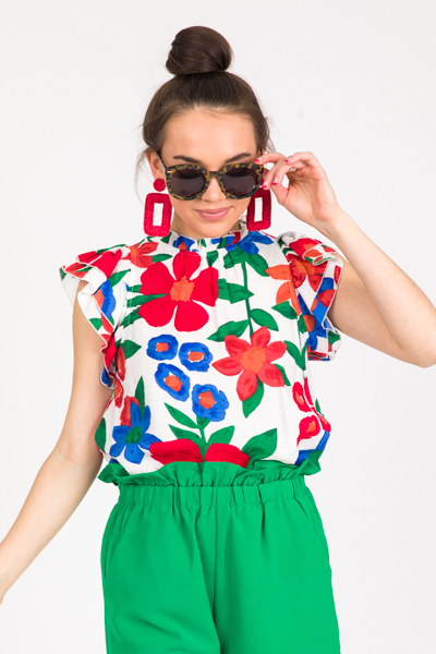 Lilli Floral Top, Off White
