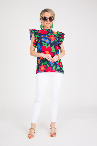Lilli Floral Top, Navy